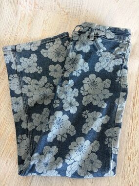 H&M Girl’s Denim Floral Print Wide Leg Jeans